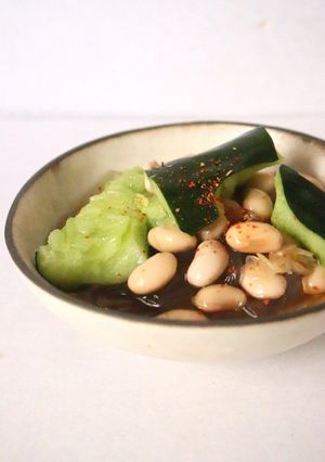 水煮大豆と胡瓜入り心太★そばつゆで頂く-レシピのメイン写真