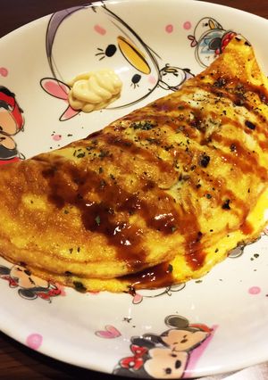 ひき肉と野菜のお好み焼き風オムレツ♡-レシピのメイン写真