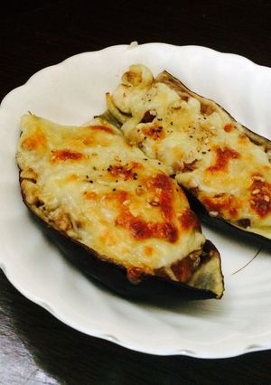 トースターで簡単!!ナスの梅チーボート-レシピのメイン写真