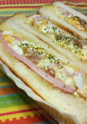 ダブルハム♡マヨ玉♡サンドイッチ♪♪-レシピのメイン写真