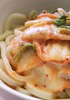 キムチーズクリームうどん-レシピのメイン写真