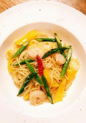 海老とアスパラとパプリカのパスタ-レシピのメイン写真