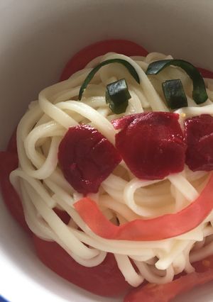 梅干でアンパンマン 冷やしうどん-レシピのメイン写真