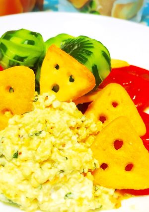 ヘルシー♪お豆腐&沢庵ディップサラダ-レシピのメイン写真
