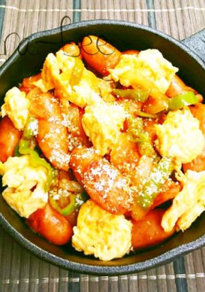 NO麺!ふんわり卵のウインナーナポリタン-レシピのメイン写真