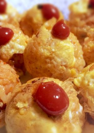 たこ焼き器で♪簡単ひとくちオムライス♪-レシピのメイン写真