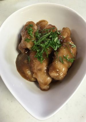 味噌仕立イワシ団子の肉巻きポン酢あんかけ-レシピのメイン写真