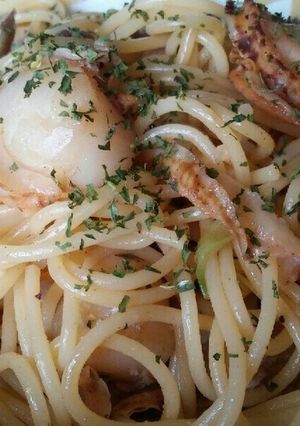 和風ベビーホタテでガリバタ醤油パスタ～♪-レシピのメイン写真