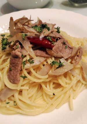 ごぼうと豚のペペロンチーノ-レシピのメイン写真