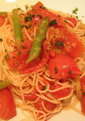 しょう油が隠し味♪トマトの冷製パスタ-レシピのメイン写真