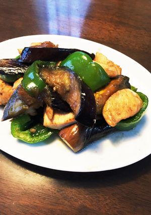 夏野菜!鶏肉とナスとピーマンの甘辛炒め!-レシピのメイン写真