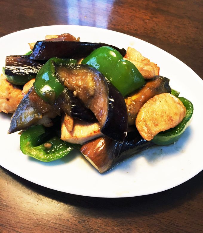 夏野菜!鶏肉とナスとピーマンの甘辛炒め!-レシピのメイン写真