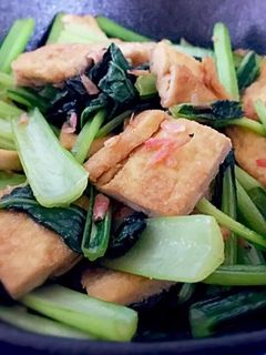 油揚げと小松菜の昆布茶炒め-レシピのメイン写真