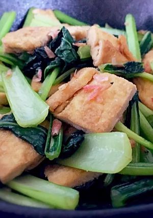 油揚げと小松菜の昆布茶炒め-レシピのメイン写真
