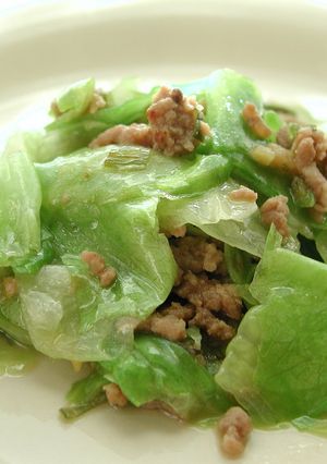 肉味噌で簡単！レタス炒め♪-レシピのメイン写真