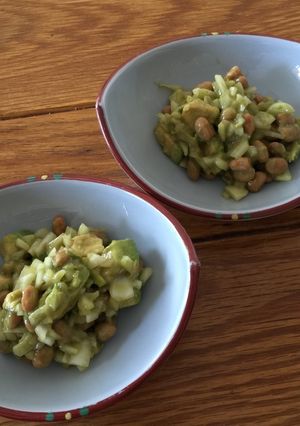 アボカドと納豆と新玉ねぎのわさび醤油あえ-レシピのメイン写真