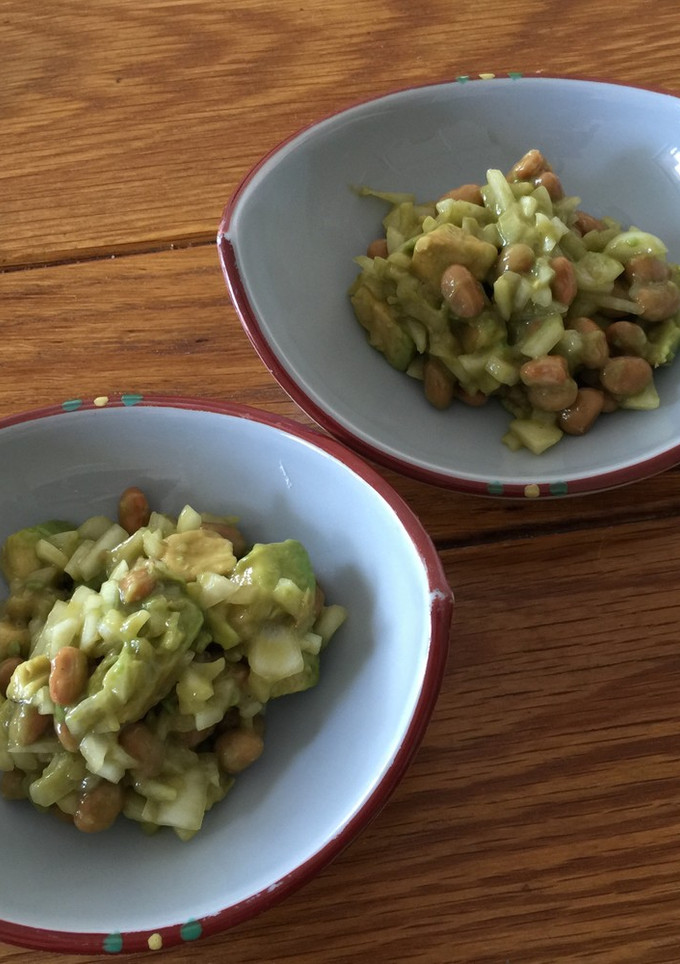 アボカドと納豆と新玉ねぎのわさび醤油あえ-レシピのメイン写真