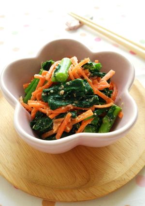のらぼう菜とにんじんのごま味噌和え-レシピのメイン写真