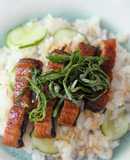押麦入り酢飯で作る食感も楽しむうなぎ寿司