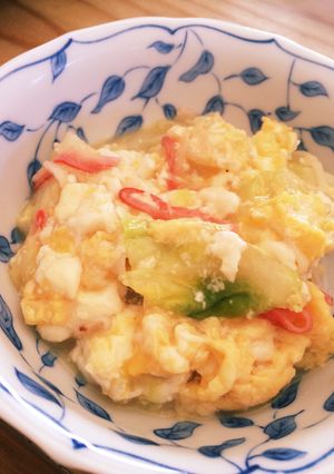 簡単節約時短！豆腐とキャベツの玉子とじ-レシピのメイン写真