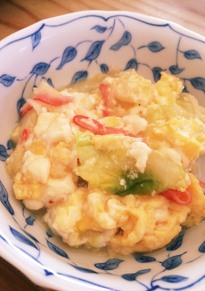 簡単節約時短！豆腐とキャベツの玉子とじ-レシピのメイン写真