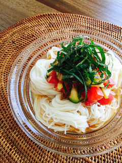 夏野菜タップリ乗せ素麺-レシピのメイン写真