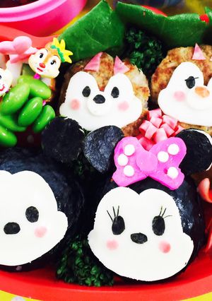 ツムツムキャラ弁。ミッキーミニー チップ-レシピのメイン写真
