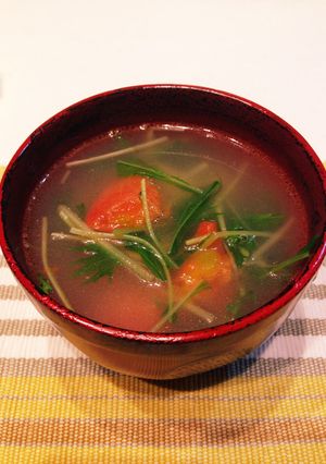 水菜とトマトの簡単中華スープ-レシピのメイン写真