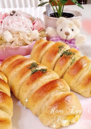 コンポタぱん☆ハムたまチーズ-レシピのメイン写真