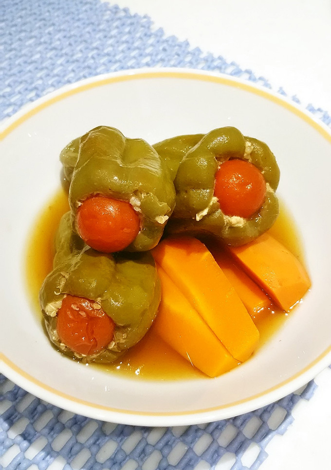 キヌアぷちぷち 肉詰めピーマンの蒸し煮-レシピのメイン写真