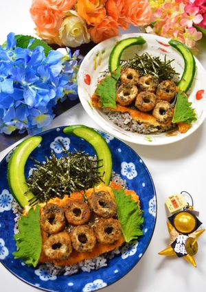 大河ドラマ真田丸！六文銭兜どんぶり～！！-レシピのメイン写真
