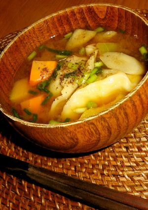疲労回復＆ツル肌☆夏のほうとう餃子スープ-レシピのメイン写真