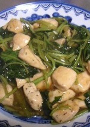 スパイシー！小松菜と鶏肉のペッパー炒め-レシピのメイン写真