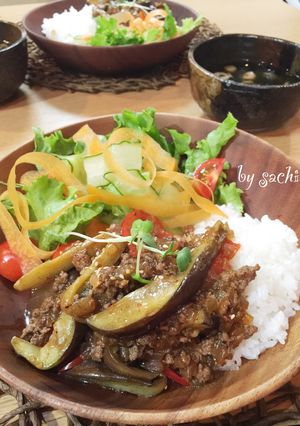 なすの挽肉あんかけごはんdeワンプレート-レシピのメイン写真