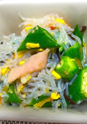 【コンビニお惣菜で】春雨とオクラの和え物-レシピのメイン写真
