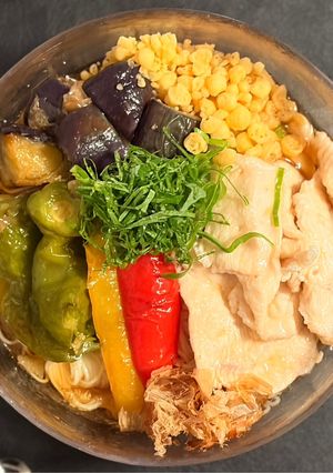 ナスと万願寺の揚げ浸し素麺-レシピのメイン写真