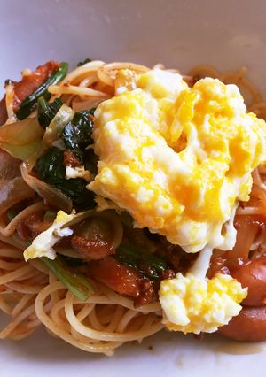 小松菜とウインナーのトマトソースパスタ-レシピのメイン写真