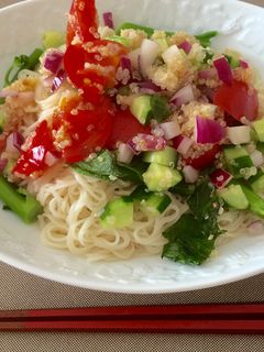 キヌアと野菜のぶっかけそうめん-レシピのメイン写真