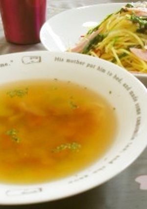 ブロッコリー茎でおいしい朝食スープ♪-レシピのメイン写真