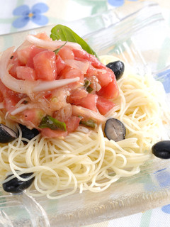 簡単黒豆入りトマトの冷製パスタ-レシピのメイン写真
