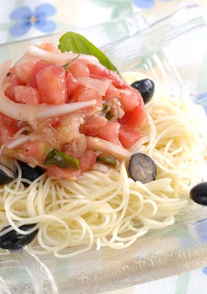 簡単黒豆入りトマトの冷製パスタ-レシピのメイン写真