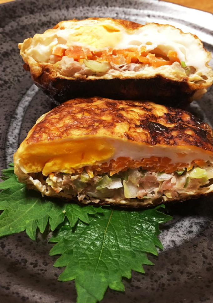 ぎょうざのたねリメイクお弁当に油揚げ煮-レシピのメイン写真