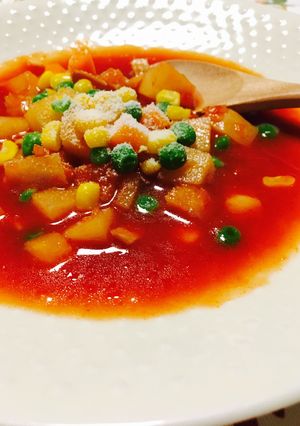 レンジで野菜ジュースのミネストローネ-レシピのメイン写真