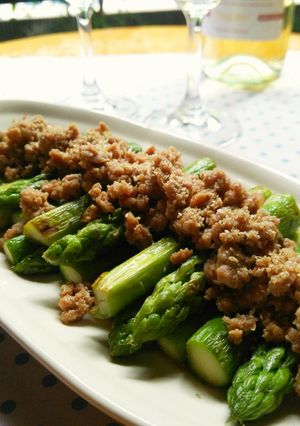 アスパラソテーのピリ辛肉のせ-レシピのメイン写真