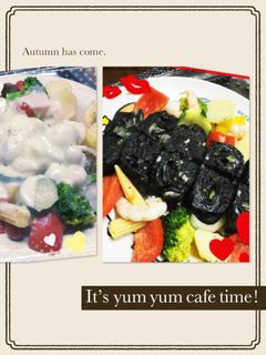 黒卵焼きと色とりどり野菜いため-レシピのメイン写真