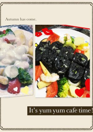 黒卵焼きと色とりどり野菜いため-レシピのメイン写真