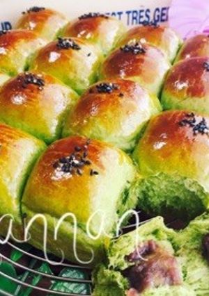 ふんわり甘い♡こしあん入り抹茶ちぎりパン-レシピのメイン写真