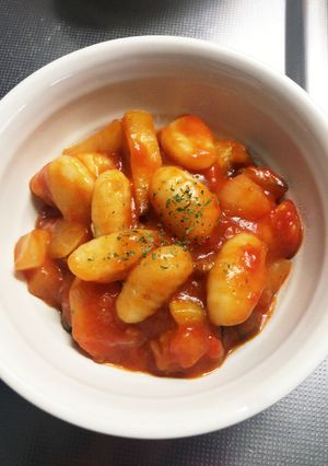 ナスと新玉ねぎのニョッキWソース-レシピのメイン写真