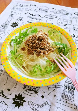 レンジで簡単☆新玉ねぎのそぼろサラダ。-レシピのメイン写真