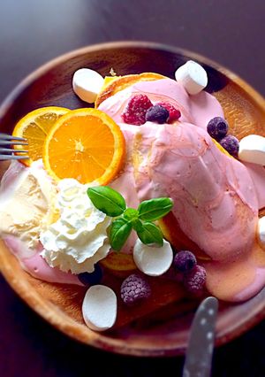 ベリーとチーズとヨーグルトのパンケーキ-レシピのメイン写真